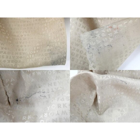 Kate Spade New York Orange & Khaki Striped Canvas Tote Bag With Leather Handles - Picture 15 of 15